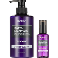 KUNDAL - Honey & Macadamia Protein Hair Treatment - 500ml + Hair Serum - 100ml Set - Cherry Blossom