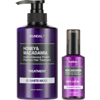 KUNDAL - Honey & Macadamia Protein Hair Treatment - 500ml + Hair Serum - 100ml Set - White Musk