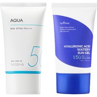 Isntree - Hyaluronic Acid Watery Sun Gel SPF50+ PA++++ - 50ml X MISSHA - All-Around Safe Block Aqua Sun SPF50+ PA++++ - 50ml Set