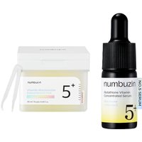 numbuzin - No.5+ Glutathione Vitamin Concentrated Toner Pad - 180ml/70pads (1ea) & Sreum - 10ml (1ea) Set