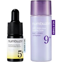 numbuzin - No.5+ Glutathione Vitamin Concentrated Serum - 10ml (1ea) & No.9 NAD+ PDRN Glow Boosting Toner - 30ml (1ea) Set