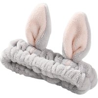 MsBlossom - Face Wash Animal Ribbon Headband - 1pc - Grey