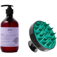 plu - Theraphy Scalp Scaling Scrub Brush - 1pc & Therapy Body Wash - 500g - Bergamot Lavender (1ea) Set
