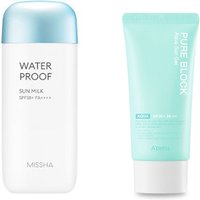 Missha All-Around Safe Block Waterproof Sun Milk + A'PIEU Pure Block Aqua Sun Gel Sunscreen (1ea) Set