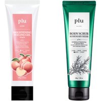 plu - Brightening Peeling Gel Peach - 100g (1ea) & Body Scrub - 200g - Rosemary Herb (1ea) Set
