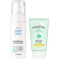 ETUDE - Sunprise Mild Watery Light Sunscreen SPF 50+ PA++++ - 50g (1ea) + Soon Jung pH 6.5 Whip Cleanser - 150ml (1ea) Set