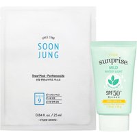 ETUDE - Sunprise Mild Watery Light Sunscreen SPF 50+ PA++++ - 50g (1ea) + Soon Jung Panthensoside Sheet Mask - 5pcs Set