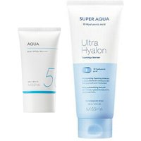 MISSHA - All-Around Safe Block Aqua Sun SPF50+ PA++++ - 50ml (1ea) + Super Aqua Ultra Hyalon Foaming Cleanser - 200ml (1ea) Set