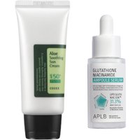 COSRX - Aloe Soothing Sun Cream SPF50+ PA+++ - 50ml + APLB - Glutathione Niacinamide Ampoule Serum - 40ml Set