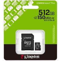 Kingston SDCS3/512GB - Canvas Select Plus - 150MB/s - 512GB - Kaart + Adapter