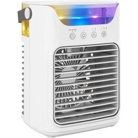 HOMCOM Air Cooler with Adjustable Head, Portable Air Conditioner with 3 Wind Speed, 2 Cool Mist, RGB Light, White