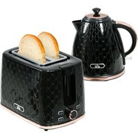 HOMCOM 1.7L 3000W Snabbkokande vattenkokare & 2 Skivrostare set, vattenkokare och rosterset med automatisk avstängning, brunings