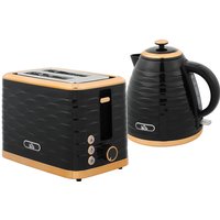 HOMCOM 3000W 1.7L Rapid Boil Kettle & 2 Slice Toaster, Kettle and Toaster Set with 7 Browning Controls and Crumb Tray, Black