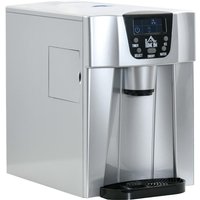 HOMCOM 3L Eismaschine und Wasserspender, 12kg in 24H, 2 Größen 9 Eiswürfel fertig in 6-10 Min. Eismaschine, Silber