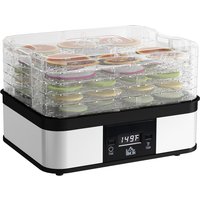HOMCOM 5 Tier-Dörrgerät, 245W Lebensmittel-Dörrgerät aus Edelstahl mit einstellbarer Temperatur, Timer und LCD-Display für Dr