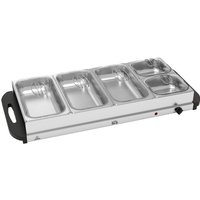 HOMCOM 5 Vassoio Riscaldatore Elettrico per Buffet con Piastra Riscaldata, Maniglie a Tocco Fresco, Temperatura Regolabile, 300W