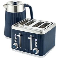 HOMCOM Electric Stainless Steel Kettle and Toaster Set, 3000W 1.7L UK Strix Thermostat Dark Blue