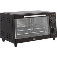 Four HOMCOM, 9L Grill électrique de comptoir, four grille-pain avec température réglable, minuterie, plateau de cuisson lavable