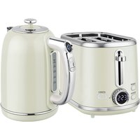 HOMCOM Polished Retro 40-100°C Kettle and Toaster Set - Grey