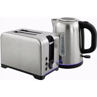 HOMCOM Schlichter polierter Toaster und Wasserkocher-Set - Silberton
