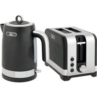 HOMCOM Sleek Textured Kettle and Toaster Set - Black