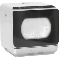HOMCOM Bänkdiskmaskin med inbyggd 6L Vattentank, Mini bänkdiskmaskin med 6 Program, 4 Platsinställningar, Silver till