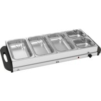 HOMCOM 5 Bricka Elektrisk Matvärmare Bufféserverare med Värmplatta, Svala Handtag, Justerbar Temperatur, 300W, 3 x 2.4L