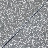 Cretonne 100% coton - Palme gris fond blanc