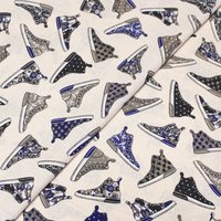 Cretonne 100% coton - Chaussure fond ivoire