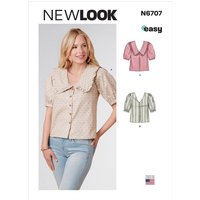 Patron New Look 6707 - Chemisier Femme avec ou sans col et manches bouffantes