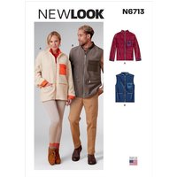 Patron New Look 6713 - Veste zippée Unisex avec ou sans manches