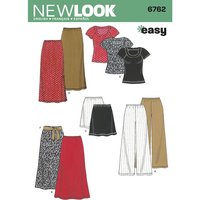 Patron New Look 6762 - Ensemble jupe/pantalon, Tee-Shirt