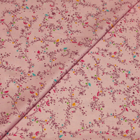 Popeline 100% coton - Motif branche oiseau fond rose clair