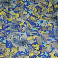 Paréo 100% soie - Fleuri bleu & jaune