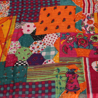 Paréo 100% coton - Style patchwork ton orange & prune