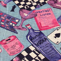 Paréo 100% coton - Apéro bleu & rose