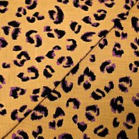 Double gaze 100% coton - Léopard fond caramel
