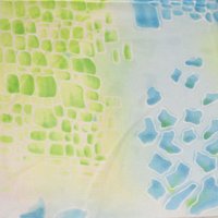 Paréo - Mosaïque abstraite verte & bleu