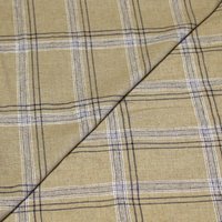 Étoffe lin & viscose - Carreaux marine