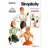 Patron Simplicity 9818.H5 (34-42) - Blouses vintage des années 1950