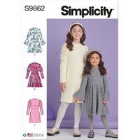 Patron Simplicity 9862.K5 (7-14) - Robes en maille pour enfants et filles