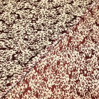 Tissu broché - Fleuri beige fond rouge