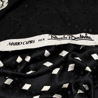 Panneaux satin 100% soie jacquard - Fleuri & losange fond noir à pois