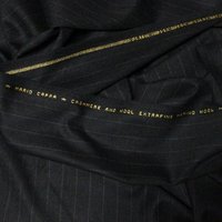 Flanelle laine mérinos & cachemire - Rayure craie fond anthracite (Coupon de 3 mètres)