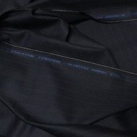 Flanelle laine mérinos & cachemire - Rayure tennis fond bleu foncé (Coupon de 3 mètres)