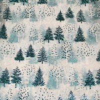 Organza imprimé Noël - Sapin turquoise