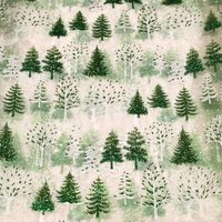 Organza imprimé Noël - Sapin vert