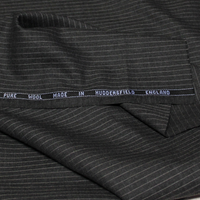 Tissu tailleur sergé 100% laine - Rayé fond gris foncé (Coupon de 2,90 mètres)