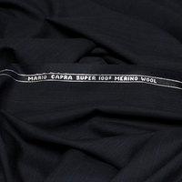 Tissu tailleur 100% laine mérinos super 100's - Marine à rayure (Coupon de 3 mètres)