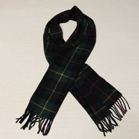 Écharpe à frange de laine - Carreaux vert